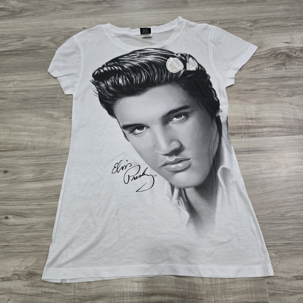 Elvis Presley Big Face Graphic Print White Shirt 2015 Youth XL